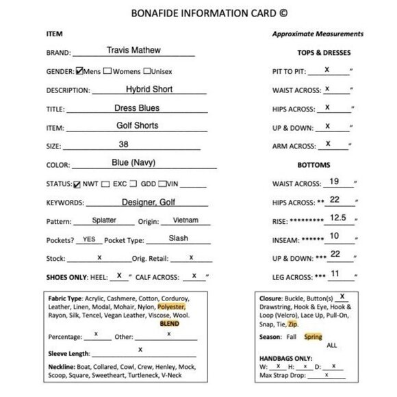 Travis Mathew Mens Hybrid Short Dress Blues Golf Shorts Size 38 Blue Navy SP NWT - Picture 12 of 12